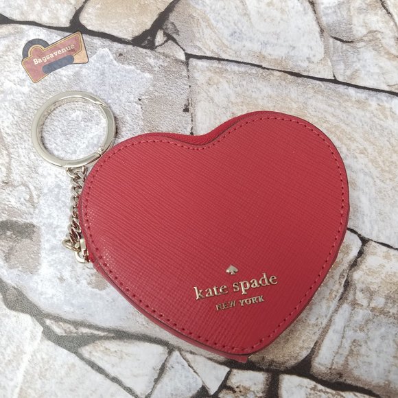 #bagsavenue  Staci Heart Coin Purse Saffiano Leather Candied Cherry Kate spade - Picture 3 of 6